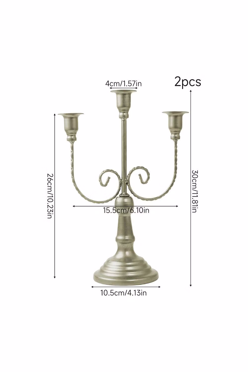 ExtraStar 2-Piece 3-Arm Vintage Metal Taper Candle Holders in Gold – 3