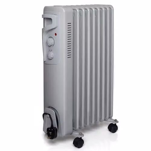 Futura 2000W Oil Filled Radiator, Portable Freestanding Electric Heater in Grey – 1
