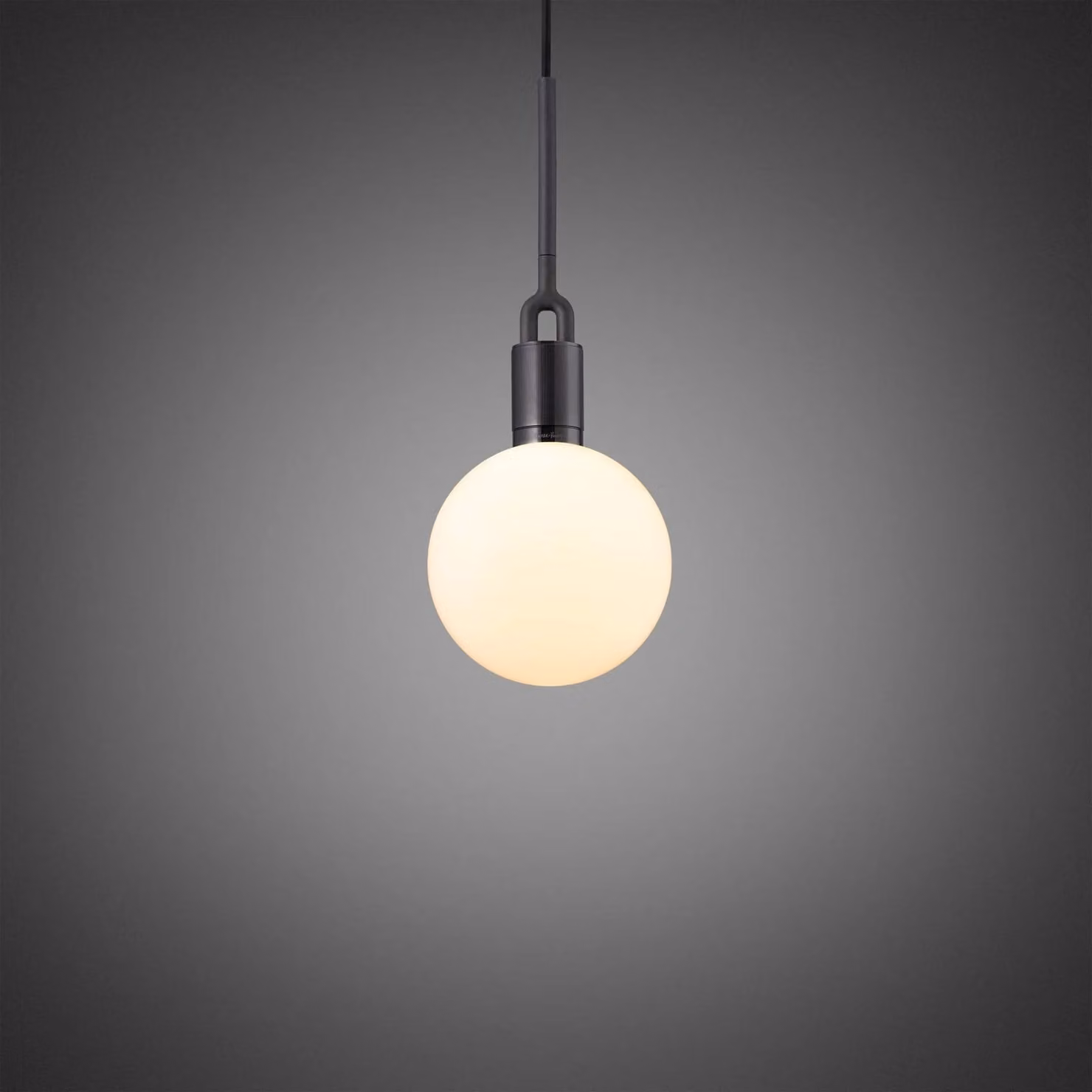 Buster + Punch Forked Pendant Light in Black with White Opal Glass Sphere