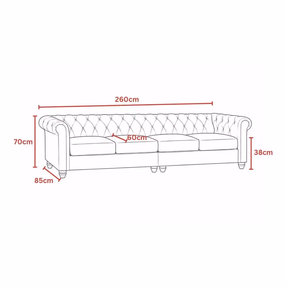 Sofaya Hampton 4 Seater Chesterfield Velvet Sofa in Green – 3