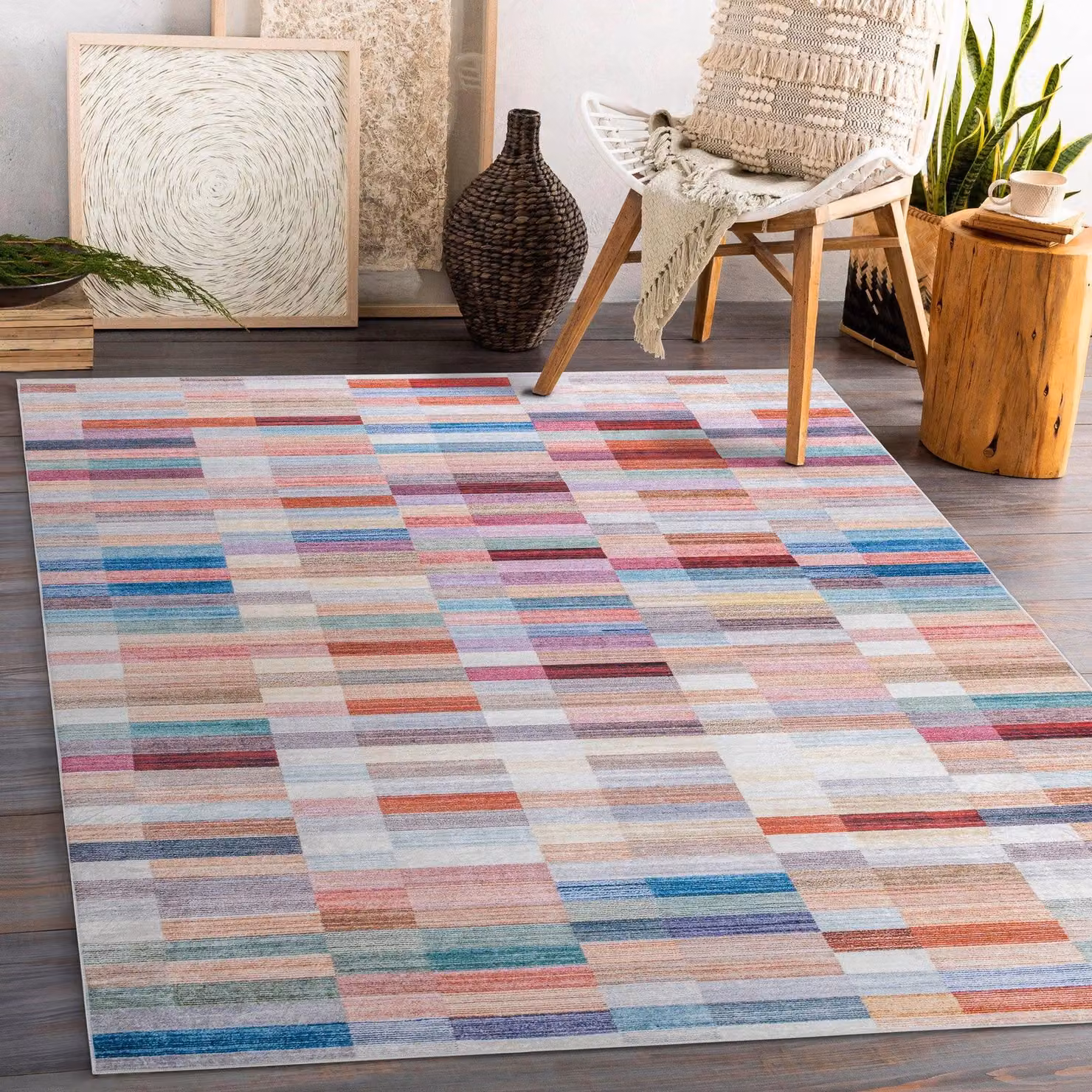 RugsX Andre Modern Rectangular Rug in Pink and Multicolour, W: 160 cm, L: 220 cm – 2