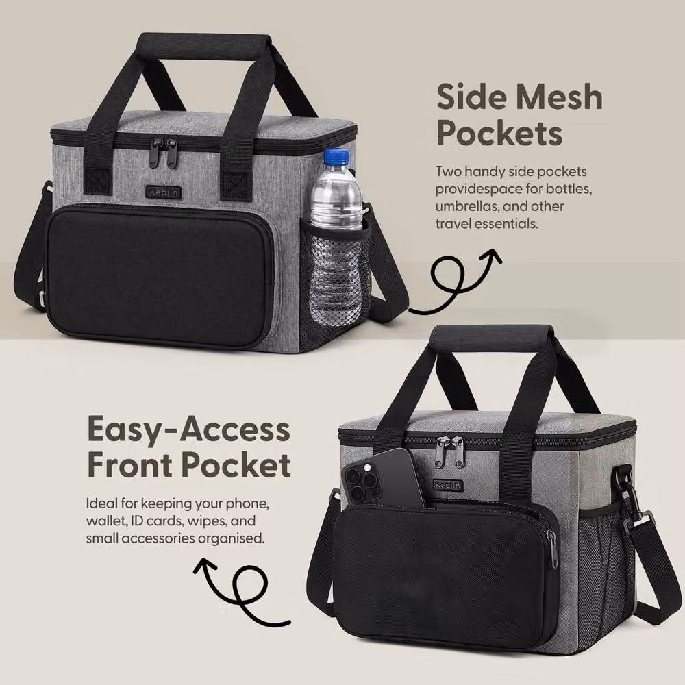 Keplin Insulated Leakproof Cooler Bag, Grey, 27l, W: 35 cm, D: 28 cm, H: 28 cm – 6