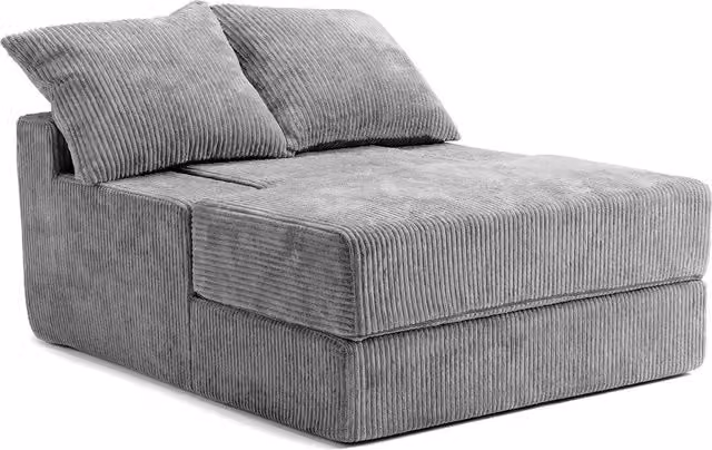 Costway Modern Grey Fabric Convertible Sleeper Chair with Armrests and Scatter Cushions