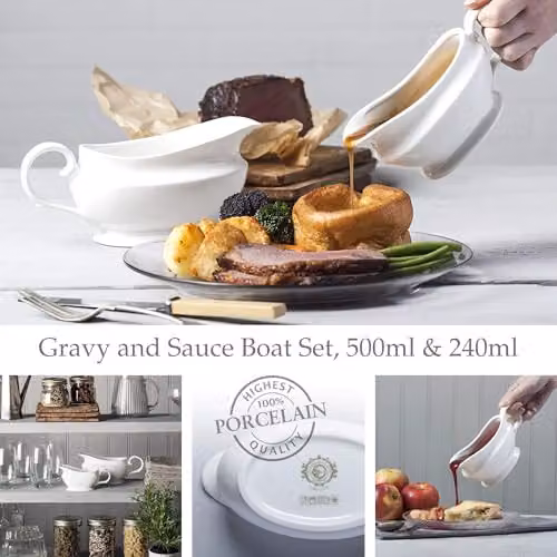 WM Bartleet & Sons Set of 2 White Porcelain Drip-Free Gravy and Sauce Jugs – 2