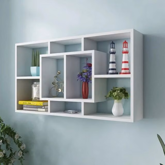 Berkfield Home White Wall Mounted Cube Display Shelf with 8 Compartments – 1