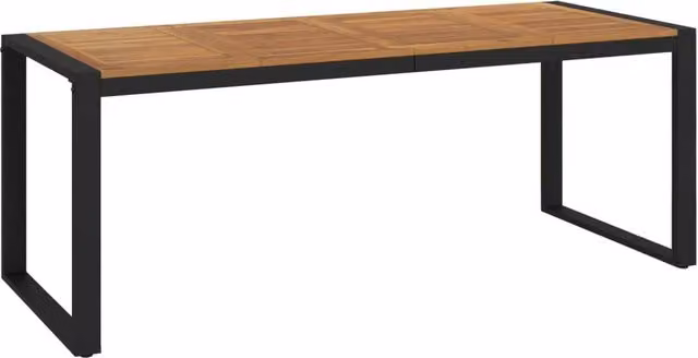 Berkfield Home Brown Acacia Wood Garden Table with U-shaped Legs W/D/H: 200 x 90 x 75 cm