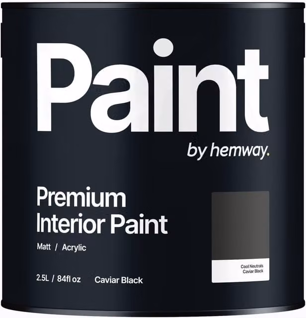 Hemway Matt Acrylic Dispersion Interior Paint in Black, 2.5 l