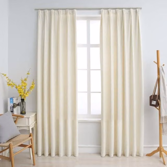 Berkfield Home Velvet Blackout Curtains, 2 Pack, Cream/Beige, W: 140 cm, H: 175 cm