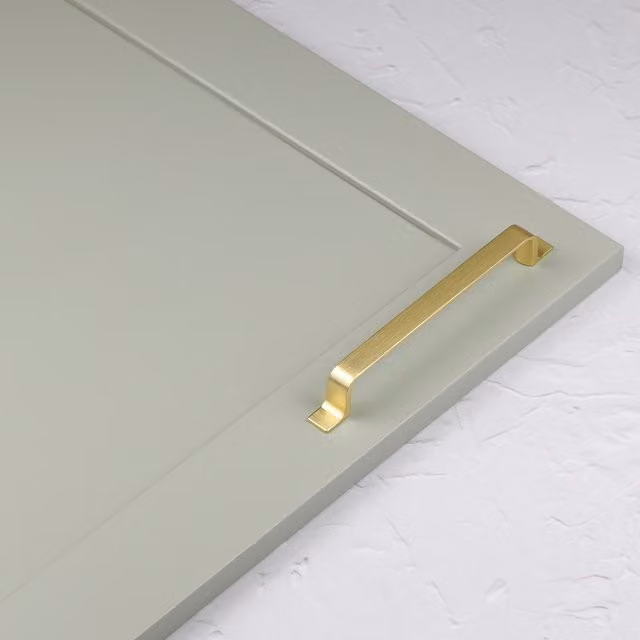 Handle & Home Strap Style Cabinet Bar Handle in Brushed Brass Zinc, Length: 198mm