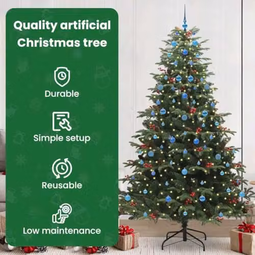 vidaXL Artificial Christmas Tree with 300 LEDs and Stand, Green, Height: 240 cm – 4