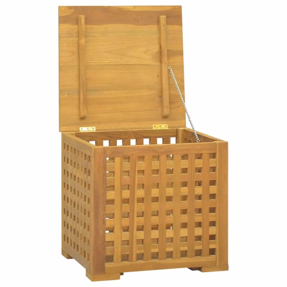 Berkfield Home Rope Box in Brown Solid Teak Wood, W/D/H: 40 x 40 x 40 cm – 2