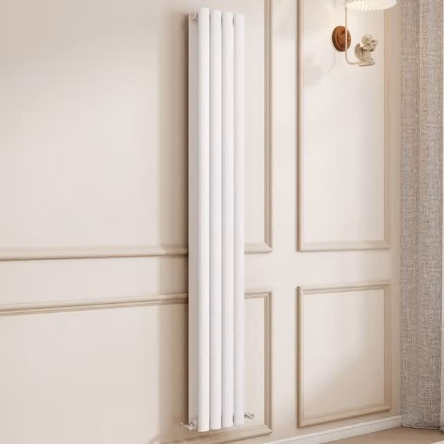 Banyetti Orva White Vertical Double Oval Column Radiator, H: 160 cm, W: 36.2 cm, D: 23.6 cm – 1
