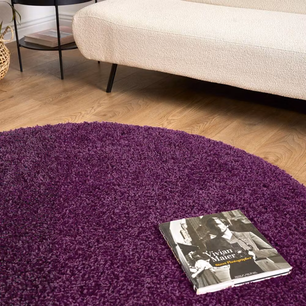 Bravich LTD California Thick Shaggy Round Rug in Green or Purple – 3