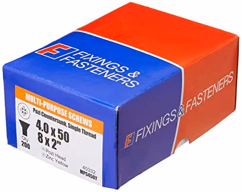 Forgefix Multi-Purpose Pozidriv Chipboard Screws, Zinc, 4.0 x 50 mm, Box of 200 – 3
