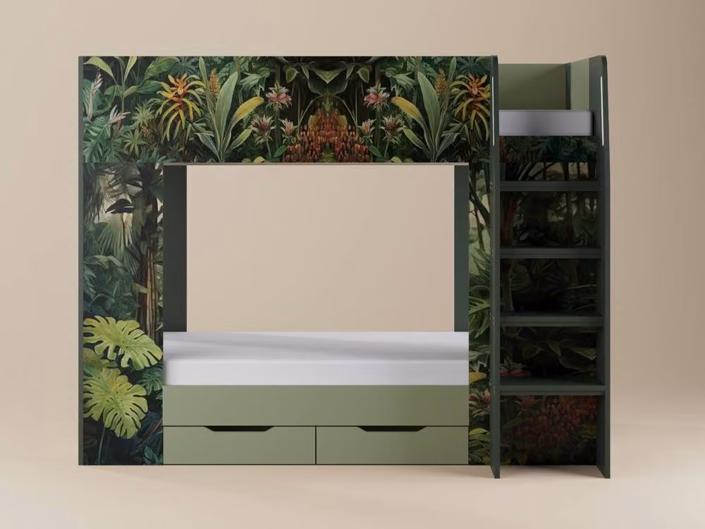 Flair Lorith Jungle Bunk Bed with Drawers and Stairs in Green, Single Size (90 x 200 cm) – 2