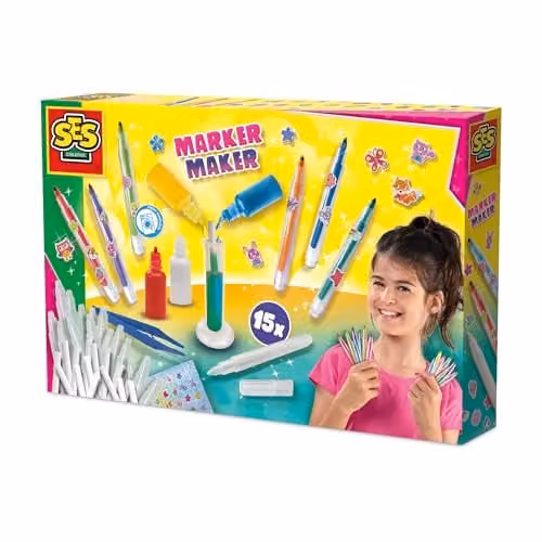 SES Creative 14722 Felt Marker Lab Creative Kit for Kids Aged 5+ to Make 15 Custom Washable Markers in Red, Blue, Yellow and White – 1