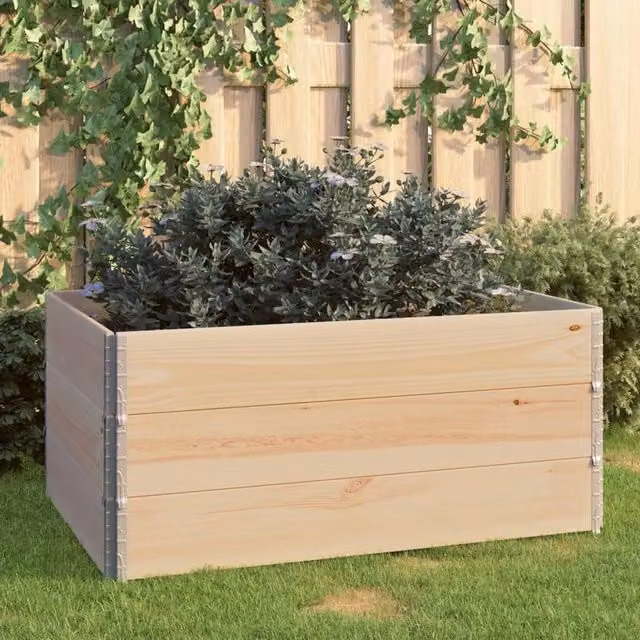 Berkfield Home Set of 3 Solid Pine Wood Raised Beds in Brown, W: 120 cm, D: 80 cm – 1