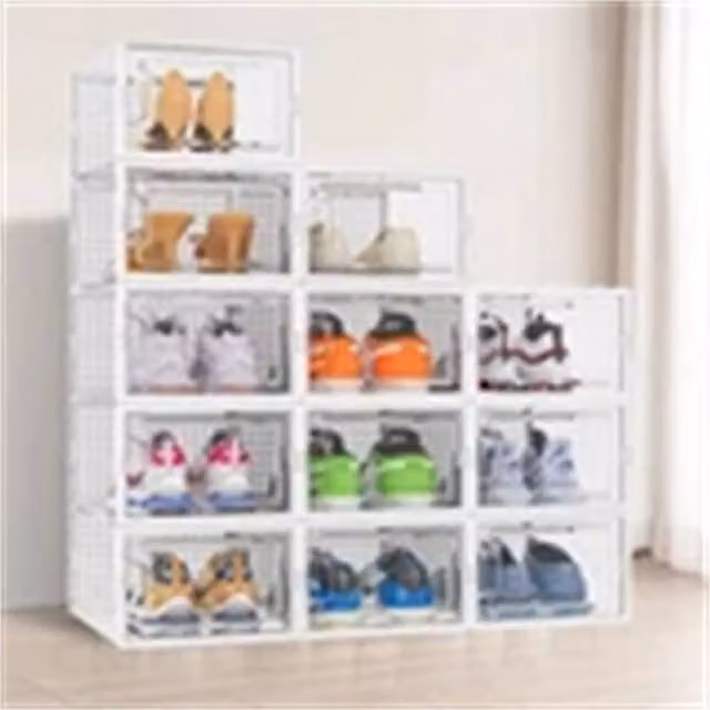 Nordara 12-Piece Stackable Large Plastic Storage Boxes in Transparent White, Width: 50 cm – 1