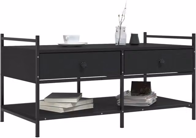 Berkfield Home Decorative Black Rectangular Coffee Table, W: 99 cm, D: 50 cm, H: 50 cm – 1
