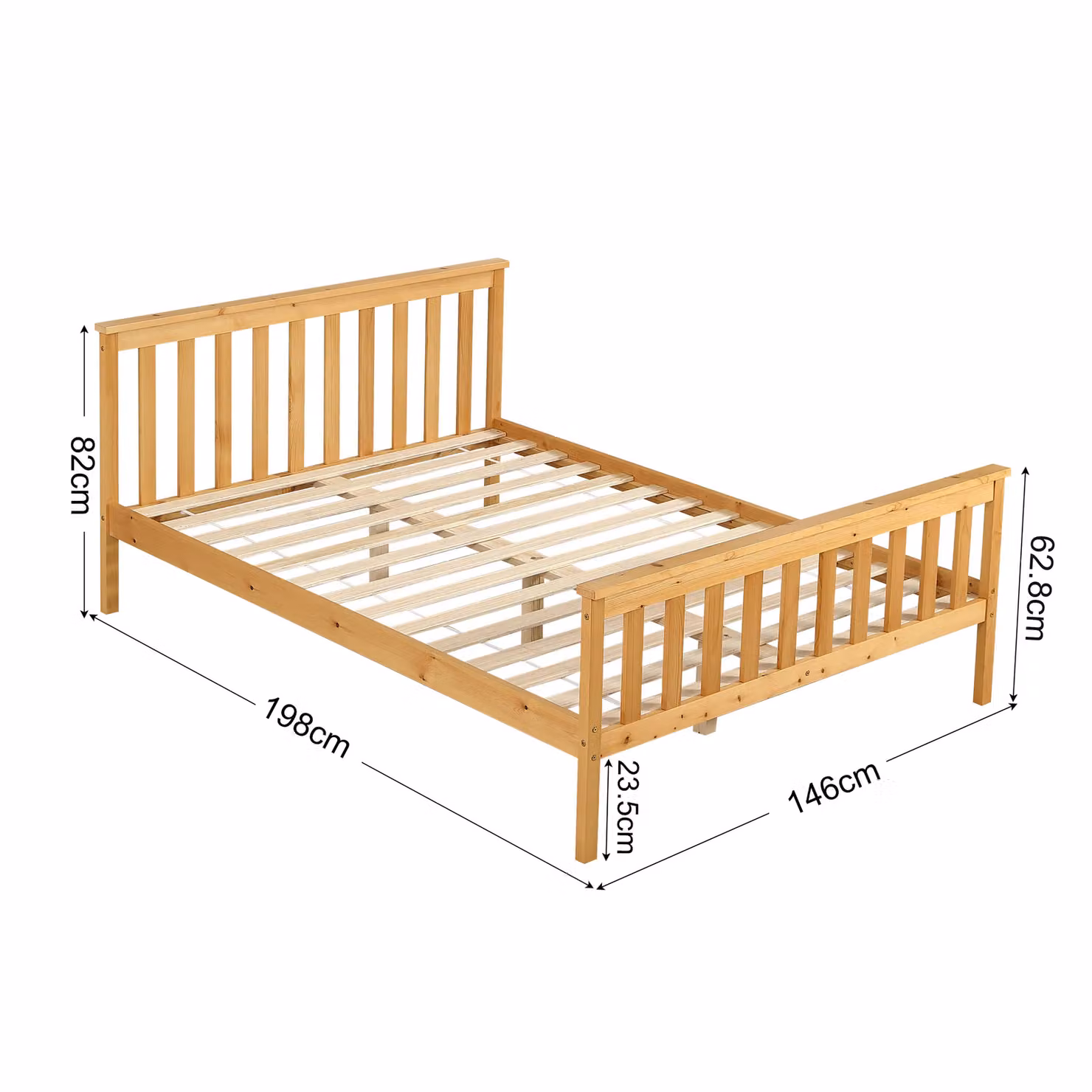 Comfy Living Ltd Modern Solid Pine Wooden Bed Frame in Brown, Size: 140 x 200 cm – 2