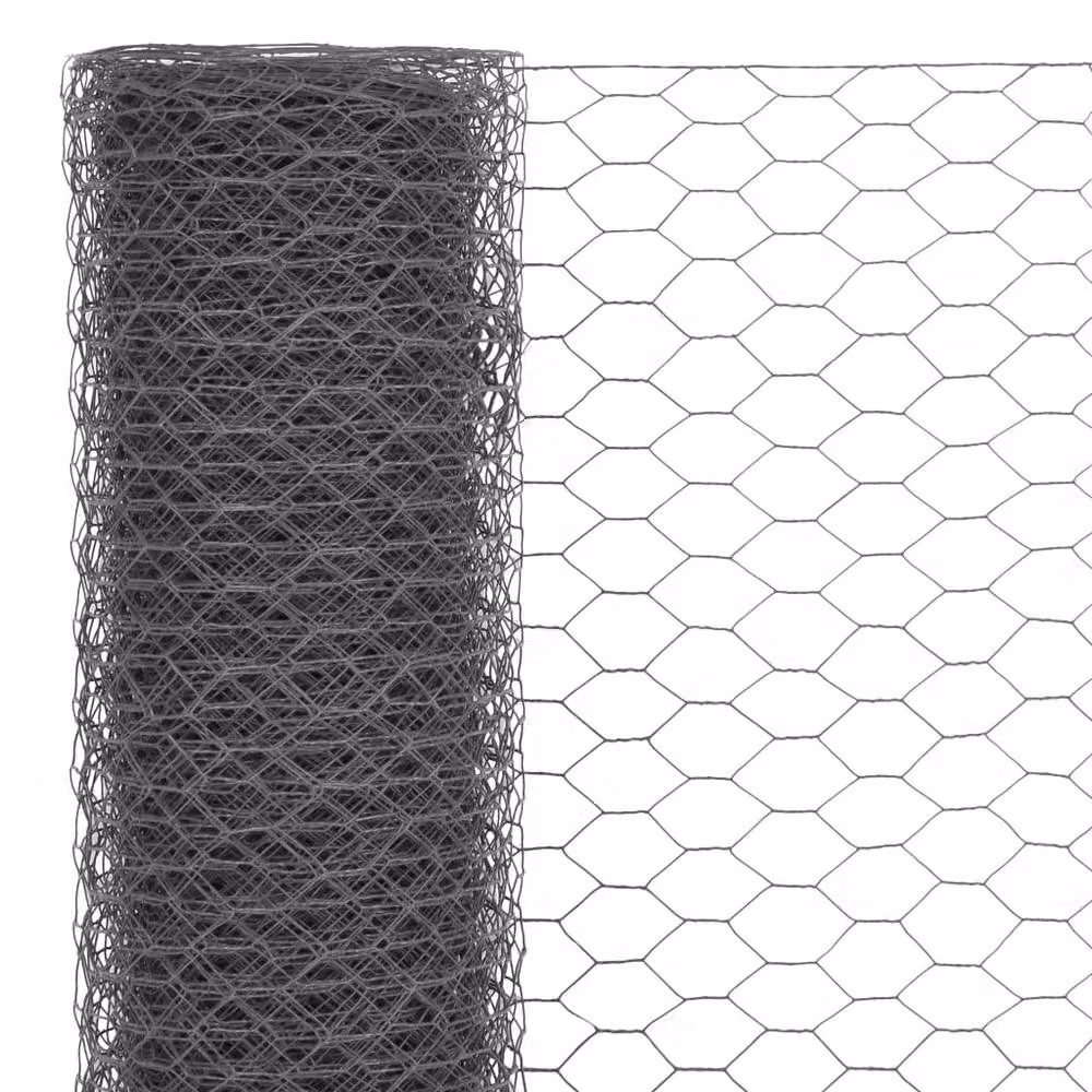 Berkfield Home Grey PVC Coated Steel Chicken Wire Fence, 25 x 1.5 m – 3