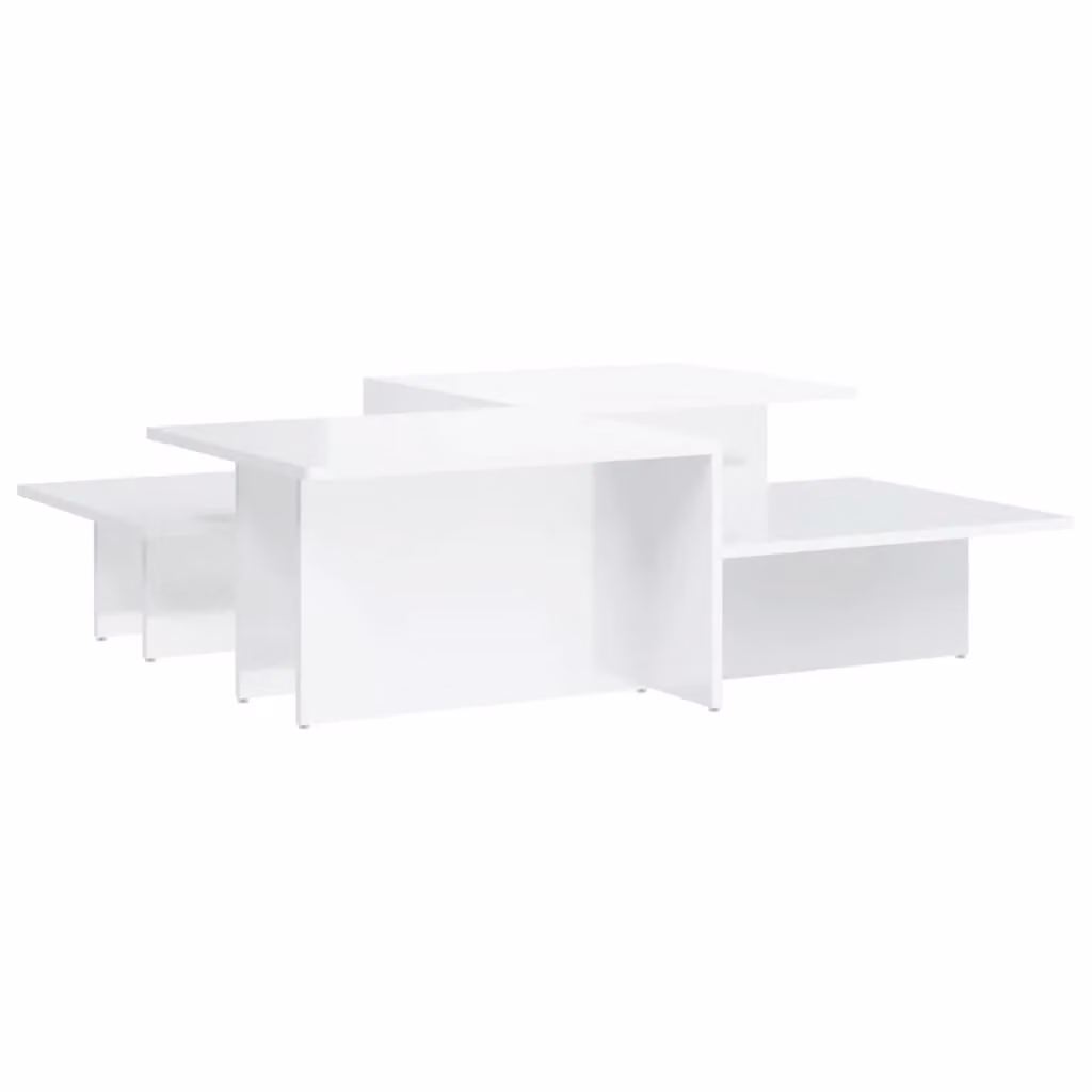 Berkfield Home Set of 2 Modern High Gloss White Nested Coffee Tables in Engineered Wood – 2