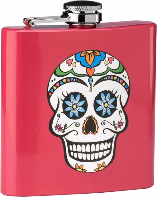 Orsina Pink Skull Design Hip Flask – 1
