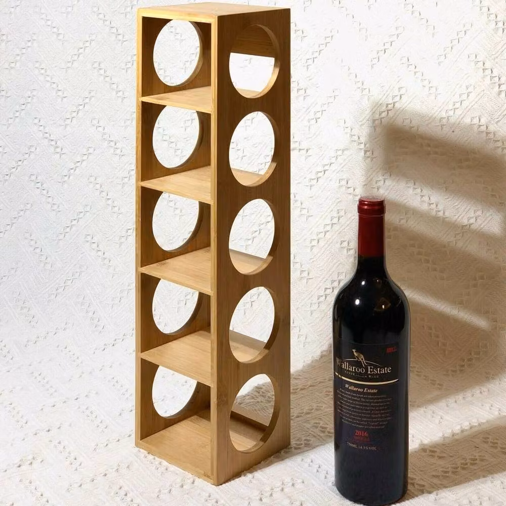 NESTLUNE Bamboo Wooden Freestanding Wine Rack in Brown, W/H: 80 x 100 cm – 3