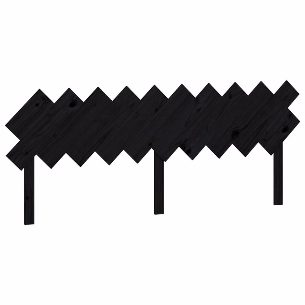 Berkfield Home Beautiful Bed Headboard in Black Solid Wood Pine, W: 196 cm, D: 3 cm, H: 80.5 cm – 2
