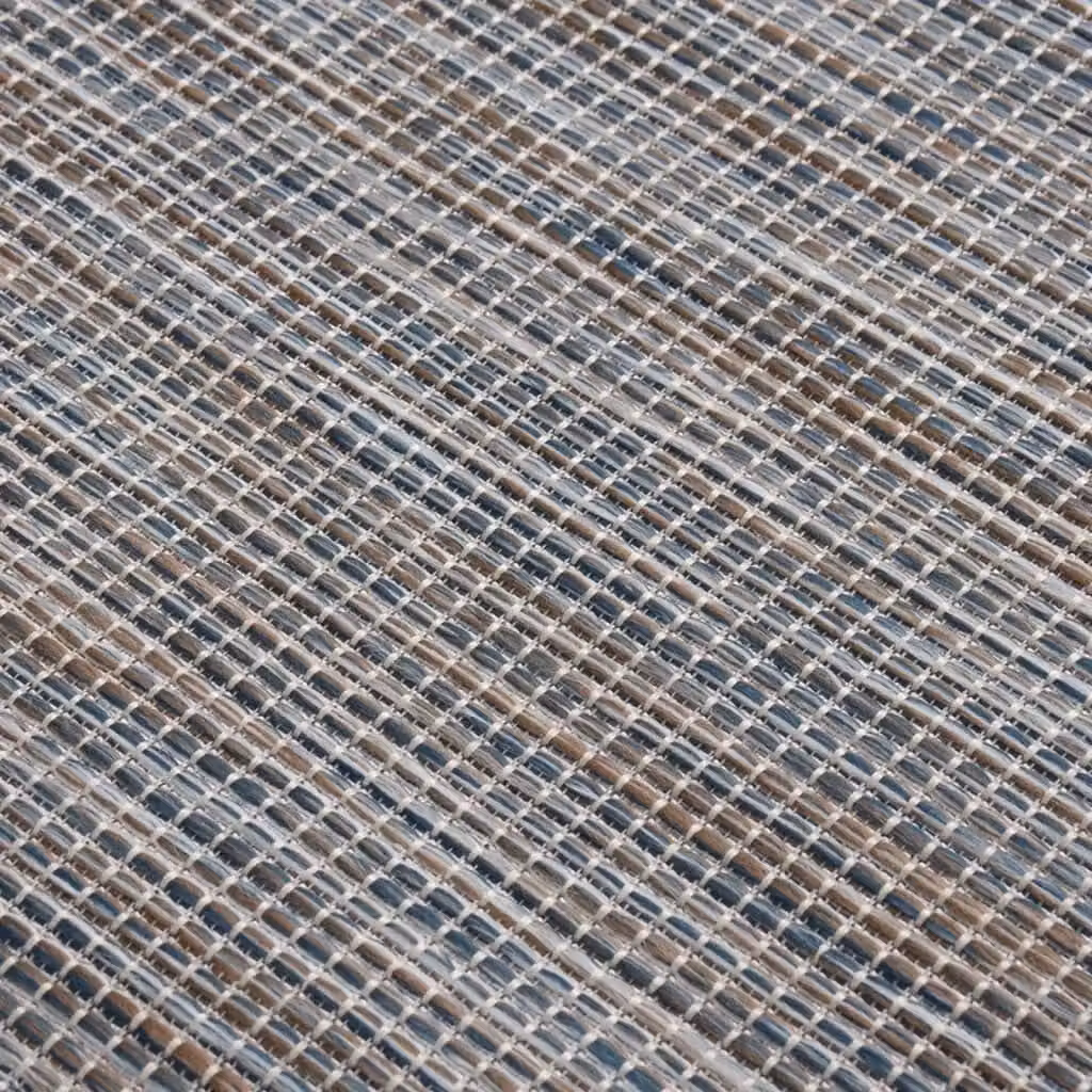 Berkfield Home Outdoor Flatweave Rug in Brown, Blue and Black, W: 80 cm, L: 250 cm – 2