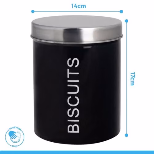 Harbour Housewares 5 Piece Metal Kitchen Canister Set with Airtight Lids in Black – 6