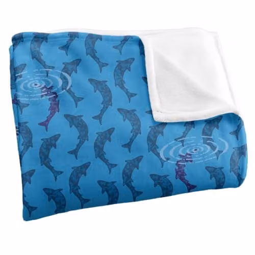 JQ Licensing Trout Fishing Reel Silky Touch Super Soft Fleece Throw Blanket, Blue, W: 91 cm, D: 147 cm – 2