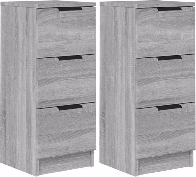 Berkfield Home Set of 2 Grey Sonoma Sideboards in Engineered Wood, W/D/H: 30 x 30 x 70 cm – 1