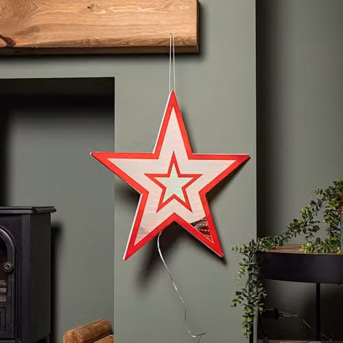 Samuel Alexander Infinity Star Christmas Decoration with Red and Green LEDs, 47 cm – 2