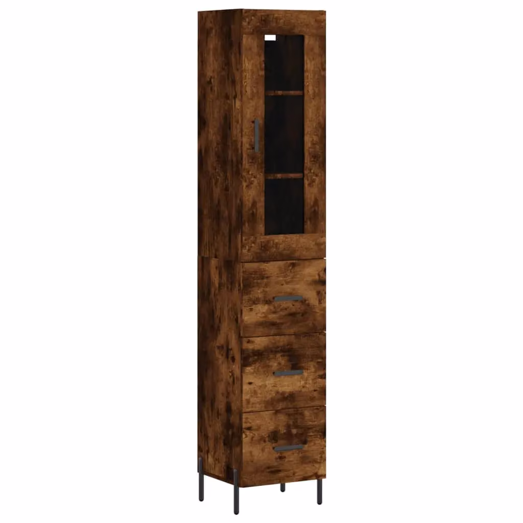 Berkfield Home Highboard in Smoked Oak, Brown, W/D/H: 34.5 x 34.0 x 180.0 cm – 2