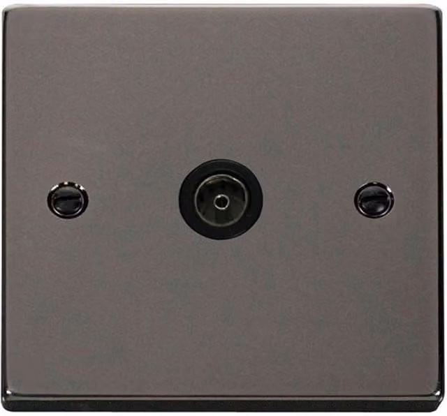 SE Home Black Nickel 1 Gang Single Coaxial Flush TV Socket with Stainless Steel Plate