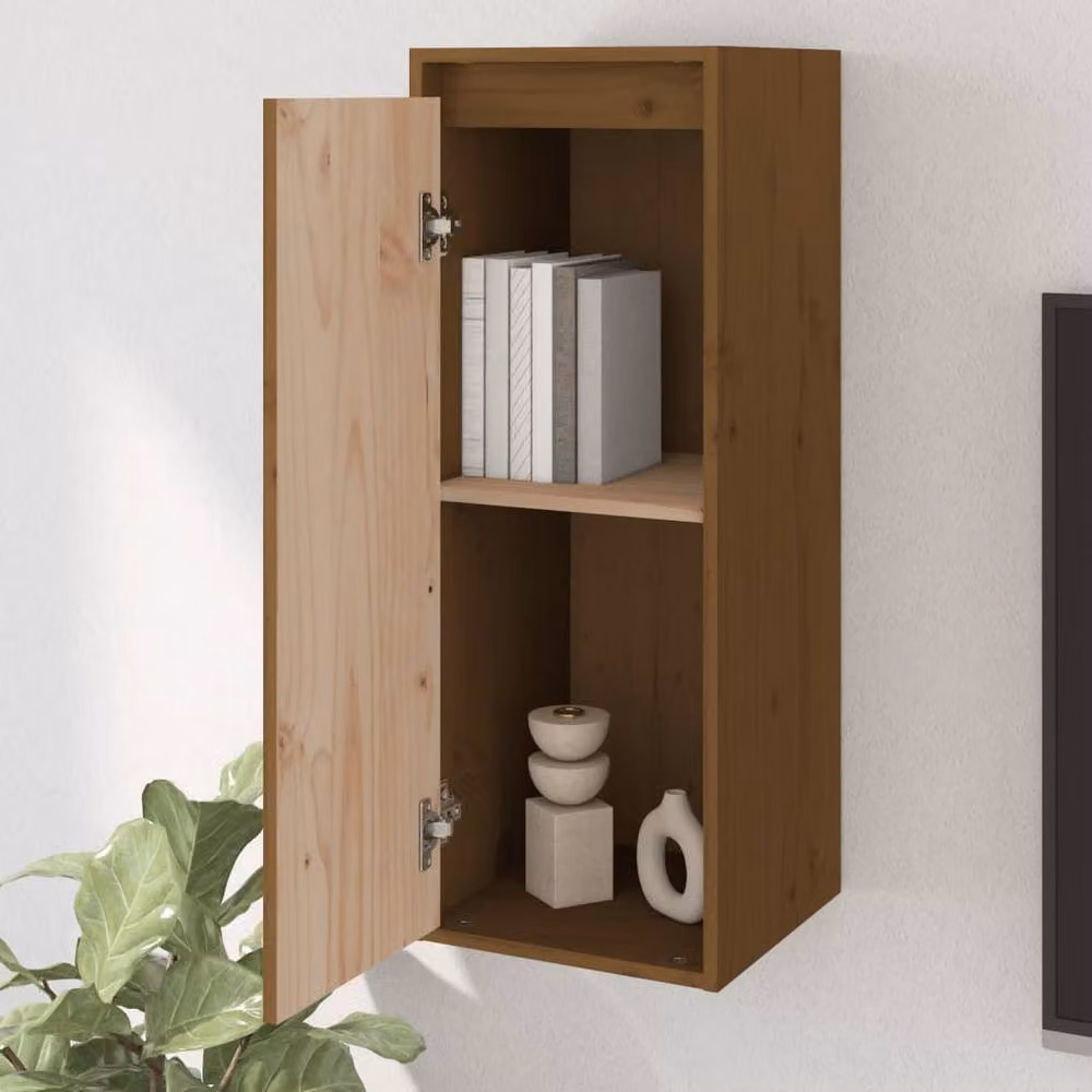 Berkfield Home Set of 2 Honey Brown Solid Wood Pine Wall Cabinets, W/D/H: 30 x 30 x 80 cm – 3