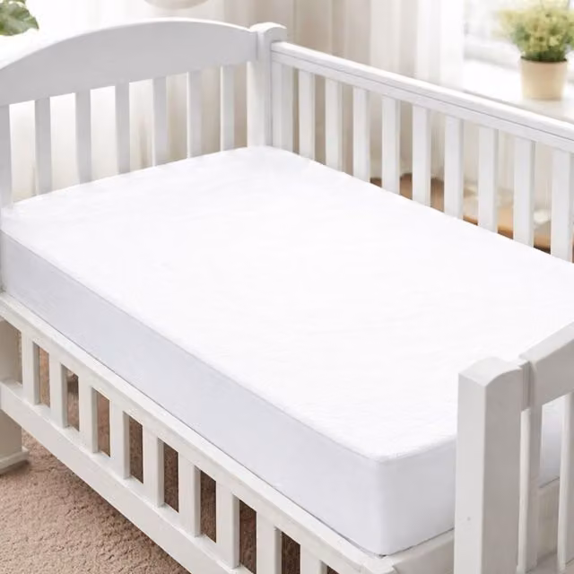 MHG Living Waterproof Cotton Cot Mattress Protector, White, W: 70 cm, D: 140 cm