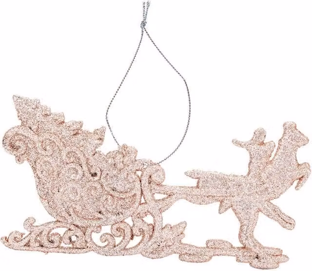 VFM e-Store Champagne Christmas Tree Decoration Ornament in White and Gold, W/D/H: 15.5 x 14.5 x 0.3 cm