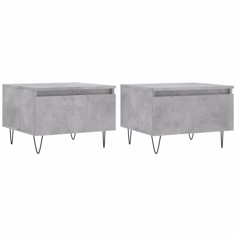 Berkfield Home Set of 2 Modern Nested Coffee Tables in Concrete Grey, W/D/H: 50 x 46 x 35 cm