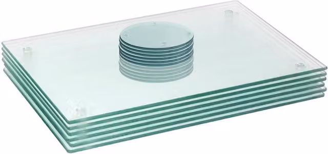 Harbour Housewares 12-Piece Rectangular Glass Placemats and Round Coasters Set, Transparent Grey, W: 40 cm, D: 30 cm