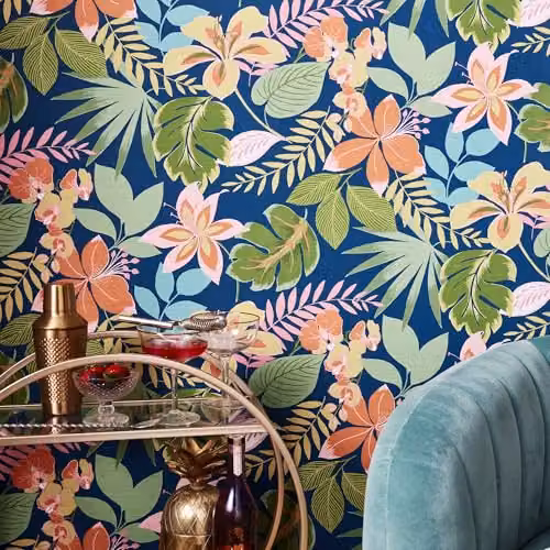 Graham & Brown Envy So Exotic Day Floral Wallpaper in Blue – 3