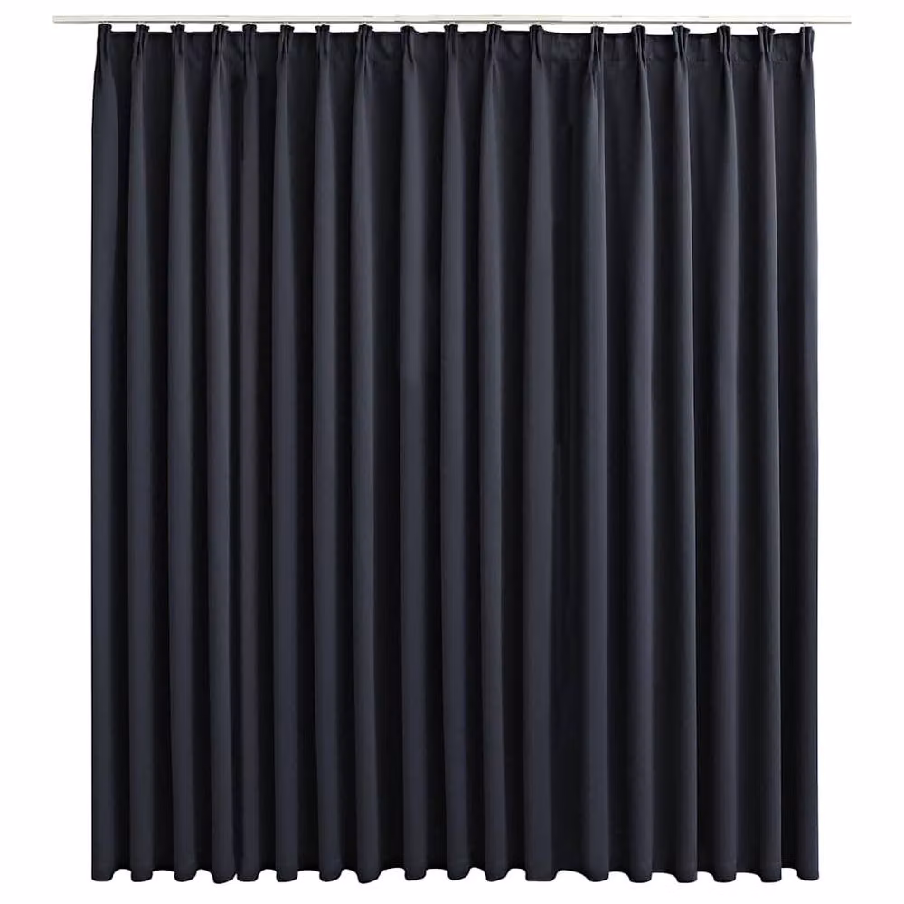 Berkfield Home Blackout Curtain with Hooks, Black, W: 290 cm, H: 245 cm – 2