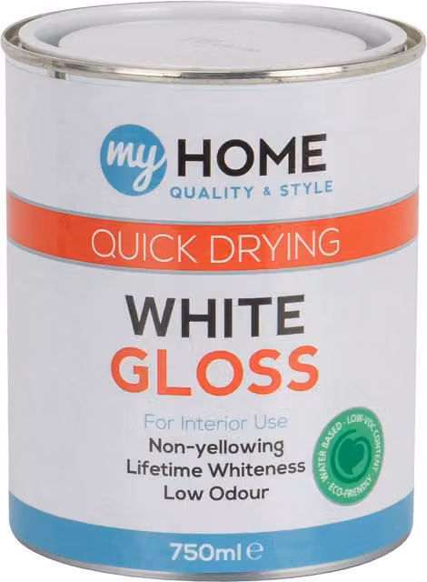 My Home Quick Drying Gloss White Water Based Paint, 0.75 l