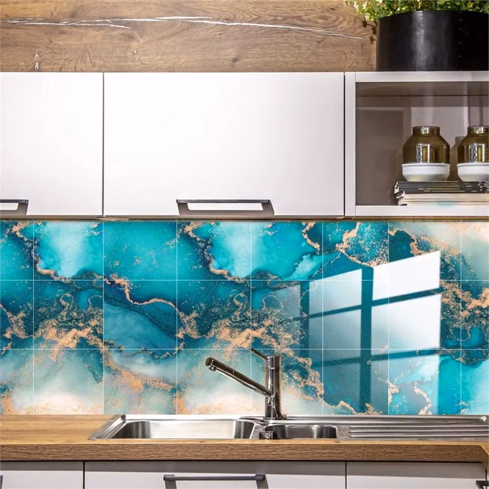 PAWNORA Ocean Blue Marble Tile Stickers, 24 Pack – 3