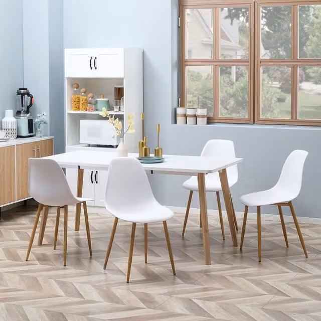 HOMCOM Set of 4 Modern Scandinavian Armless Dining Chairs in White