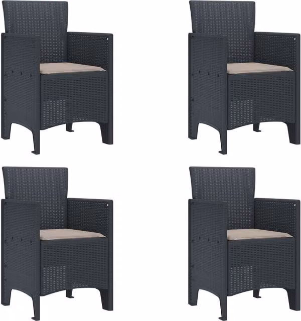 Berkfield Home Garden Chair Set of 4 in Anthracite and Taupe Polypropylene Resin – 1