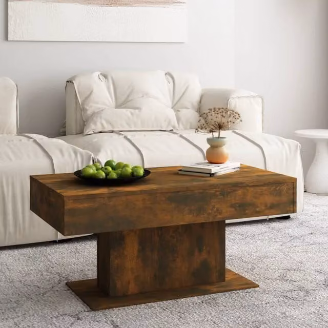 Berkfield Home Smoked Oak Coffee Table in Brown, W/D/H: 96 x 50 x 45 cm – 1