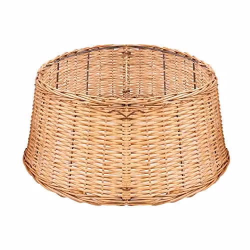 The Christmas Workshop Folding Willow Christmas Tree Skirt in Brown Rattan, H 27 cm x W 60 cm – 1