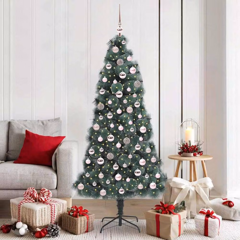 Berkfield Home Elegant Pre-lit Artificial Christmas Tree with Ball Set, Green, Height: 180 cm – 2